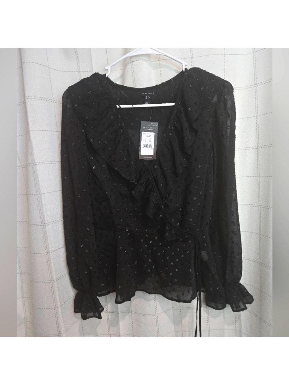 New Look Black Ruffled Top